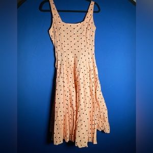 Pink Black Polka Dot Vintage Style Skater Dress Size Medium